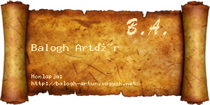 Balogh Artúr névjegykártya