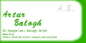 artur balogh business card